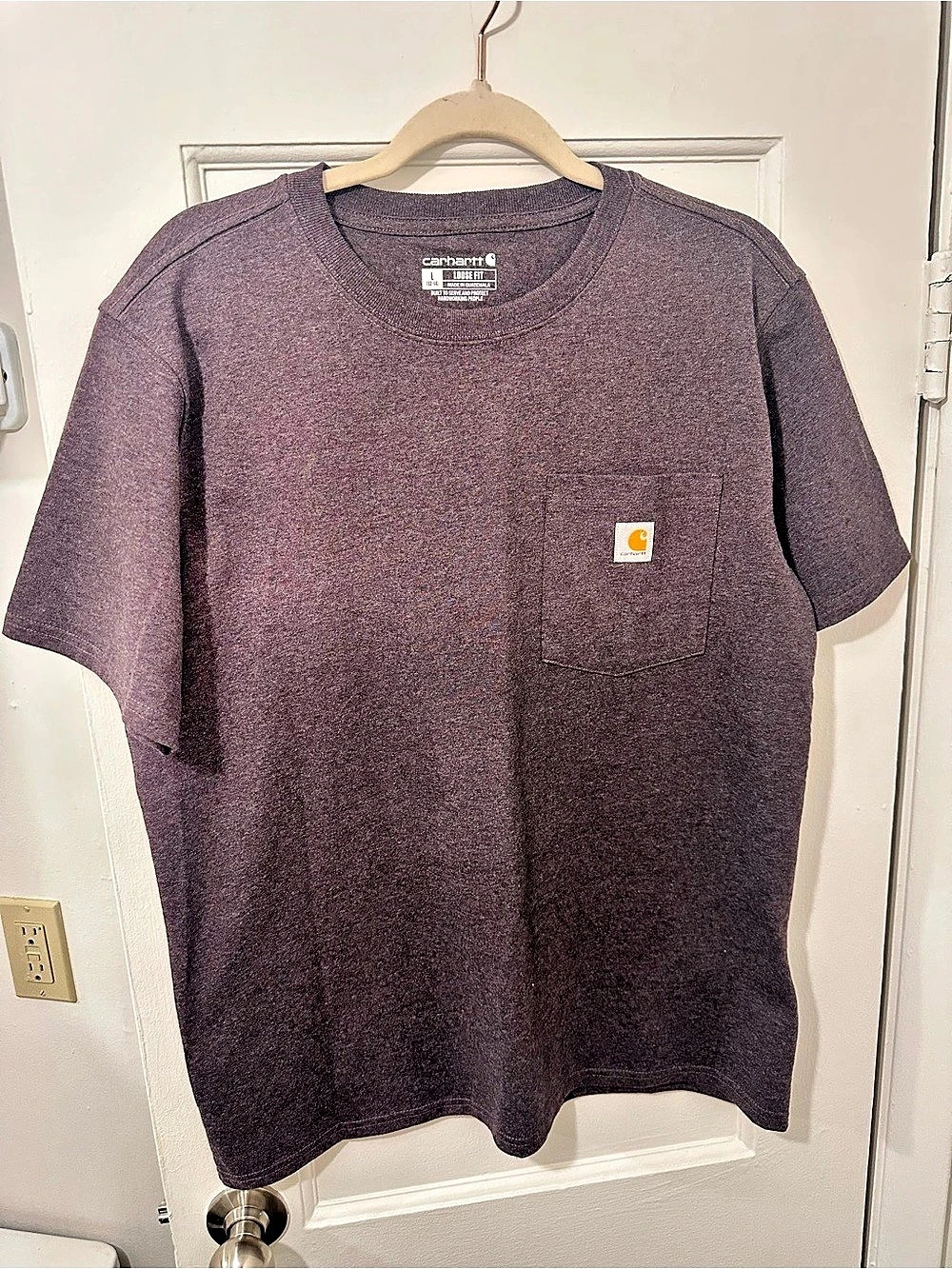 Carhartt K87 Loose Fit Heavyweight Short-Sleeve Pocket T-Shirt Tee Purple Large